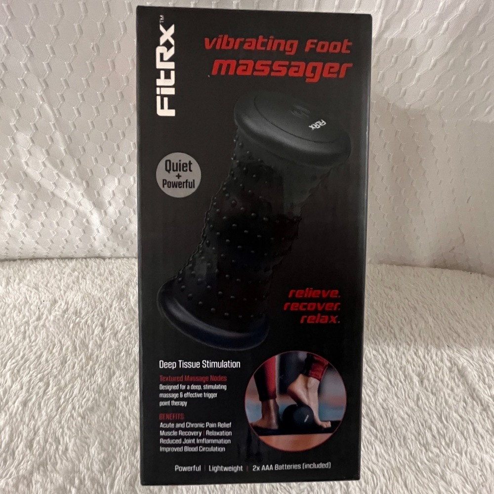 FitRx Vibrating Foot Massager Compact Lightweight Deep Tissue Simulation (Black)